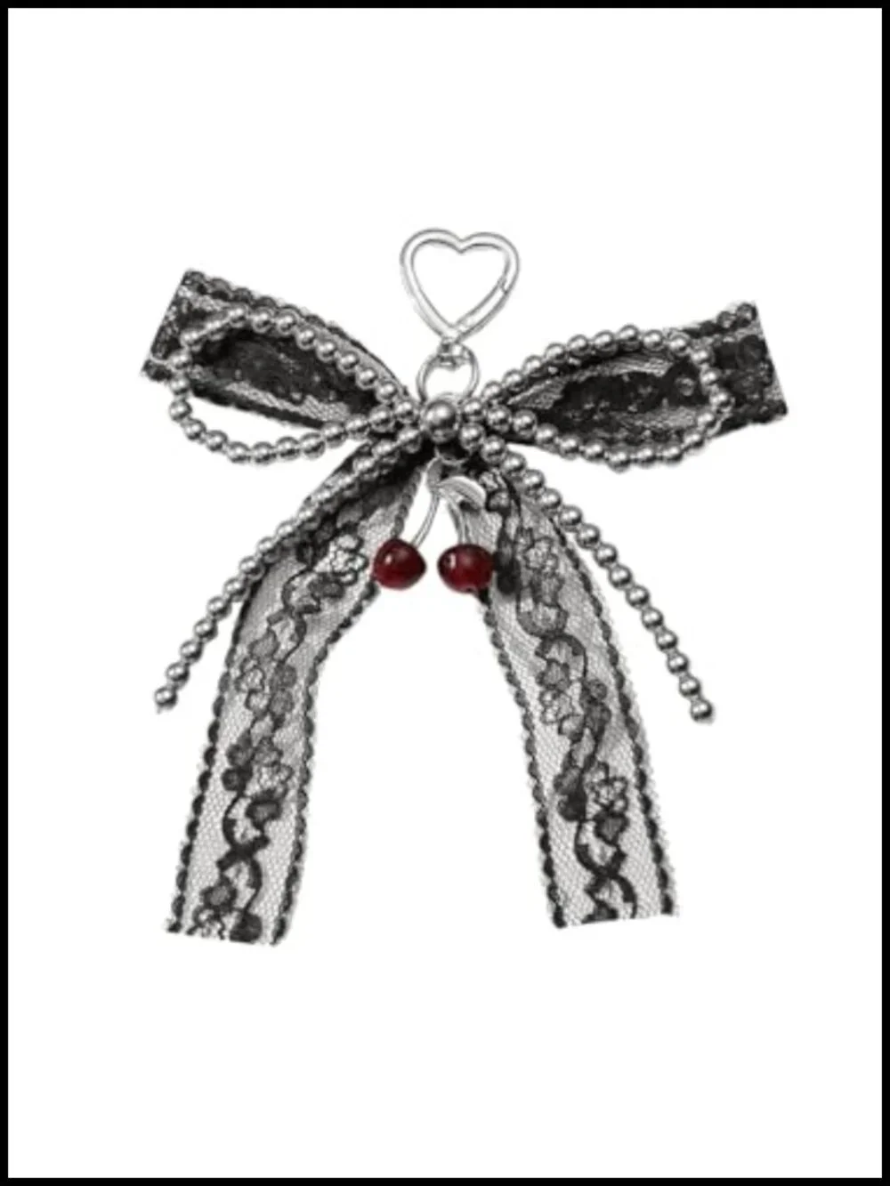 Y2K Bow Ribbon Bag Charm Keychain Key Ring Purse Tote Metal Claw Clasp